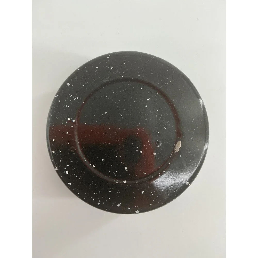 Graniteware II Ceramic on Steel Mini Round Roaster with Lid Black Speckled 4.5in